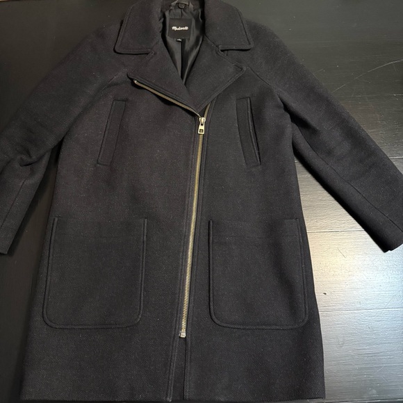 Madewell Black wool blend Trench Coat - Picture 1 of 9
